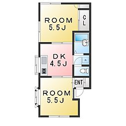 シャトル美寿 2DKの間取図画像