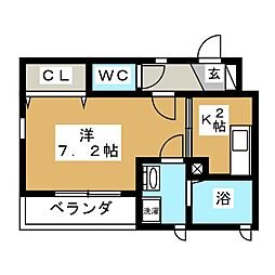 KARiDEA 1Kの間取図画像