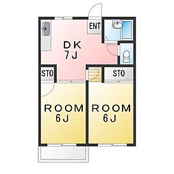 アイランドハイツ 2DKの間取図画像