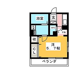 グランフィールズ3 1Kの間取図画像