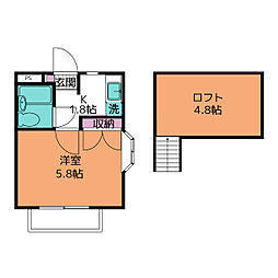 パークハイム 1Kの間取図画像