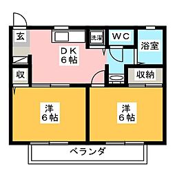 ハイツグランバレー 2DKの間取図画像