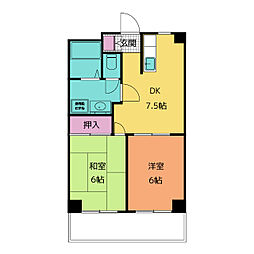 友ビル2号 2DKの間取図画像