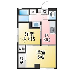 千鳥ハイツ 2Kの間取図画像