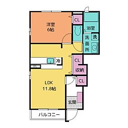 カトレア 1LDKの間取図画像