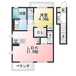 パールグレイス 1LDKの間取図画像