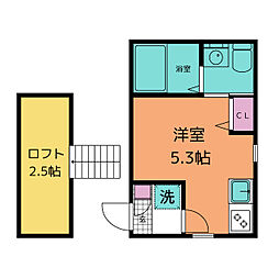 ルーム鴨居 ワンルームの間取図画像