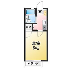 コーポ林2号棟 1Kの間取図画像