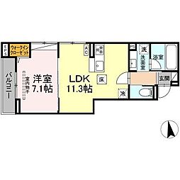 スリジエ 1LDKの間取図画像