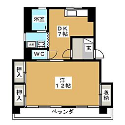 カーサ・ロゼオ 1DKの間取図画像