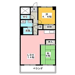 グリーンキャッスル市ヶ尾 2LDKの間取図画像