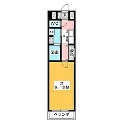 グランコリーヌK 1Kの間取図画像