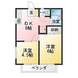 メゾンウィスタリア 2DKの間取図画像