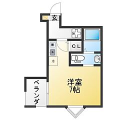 ヴィラディアス横浜IV ワンルームの間取図画像
