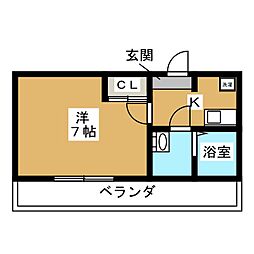 プロシード追浜 1Kの間取図画像