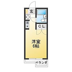 晴嵐 ワンルームの間取図画像