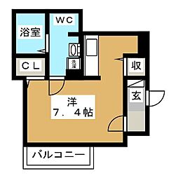 サンフローリッシュ2 ワンルームの間取図画像