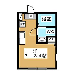 ラテラスCK富岡西 ワンルームの間取図画像