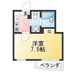 ラッフルズ・プレイス 1Kの間取図画像