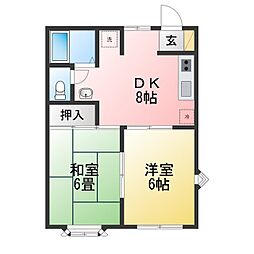 マリンガーデン 2DKの間取図画像
