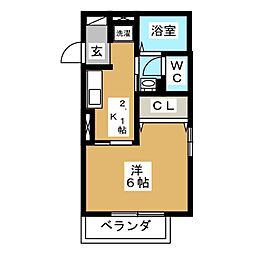 アヴニール 1Kの間取図画像