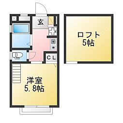 G・Aヒルズ追浜B棟 1Kの間取図画像