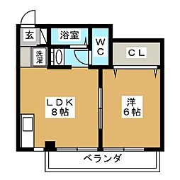 レジデンス21 1LDKの間取図画像