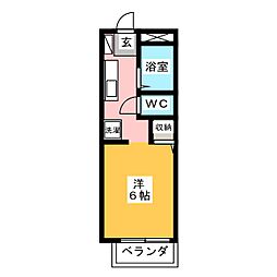 グリーンヒル ワンルームの間取図画像