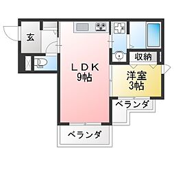 サン・グロウ 1LDKの間取図画像