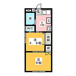 小島ハイツ2 2Kの間取図画像