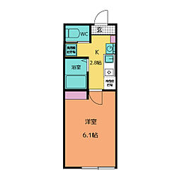 アウローラ鷹取 1Kの間取図画像