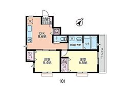 サンス戸塚 2DKの間取図画像