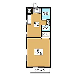 フォレストA 1DKの間取図画像