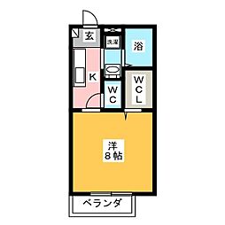 ワンズウエスト 1Kの間取図画像