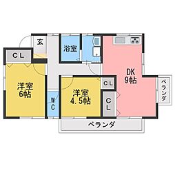 池ケ谷ハイツ2 2DKの間取図画像