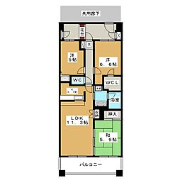 ヴィルヌーブ東戸塚プレジール 3LDKの間取図画像