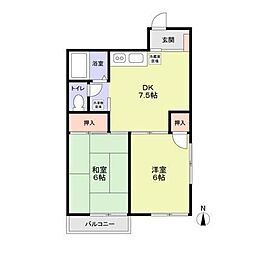 メゾン・ド・ボワ平戸 2DKの間取図画像