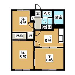 フィールドハイツ 3DKの間取図画像