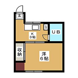 加藤ハイツ 1Kの間取図画像