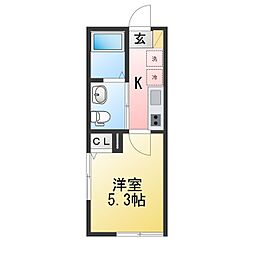 仮称 レディアンス上倉田 1Kの間取図画像