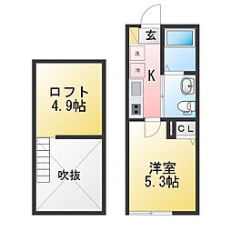 仮称 レディアンス上倉田 1Kの間取図画像
