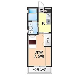 Hi-style 1Kの間取図画像