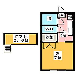 リーベンスホワイト 1Kの間取図画像
