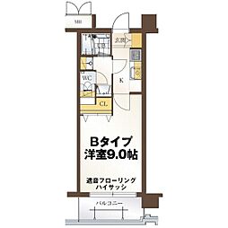 リビングステージ広瀬川 1Kの間取図画像