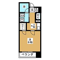 ヴィアーレ勾当台2 1Kの間取図画像