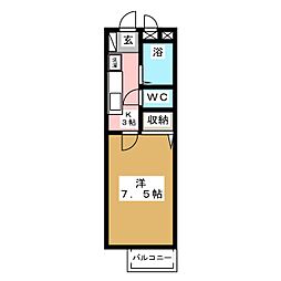パールハイツ宮町 1Kの間取図画像