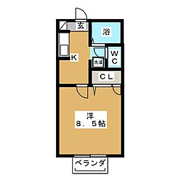 アクシスルミエ 1Kの間取図画像