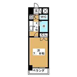 第二サンハイツ通町 1Kの間取図画像
