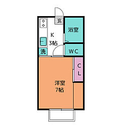 コットンポット 1Kの間取図画像