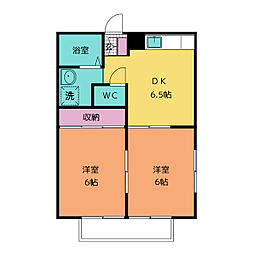 ル・ベール中山 2DKの間取図画像